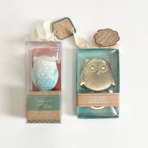 NWT Kate Aspen Whooo Wants a Drink Bottle Opener and Owl Love Wine Stopper